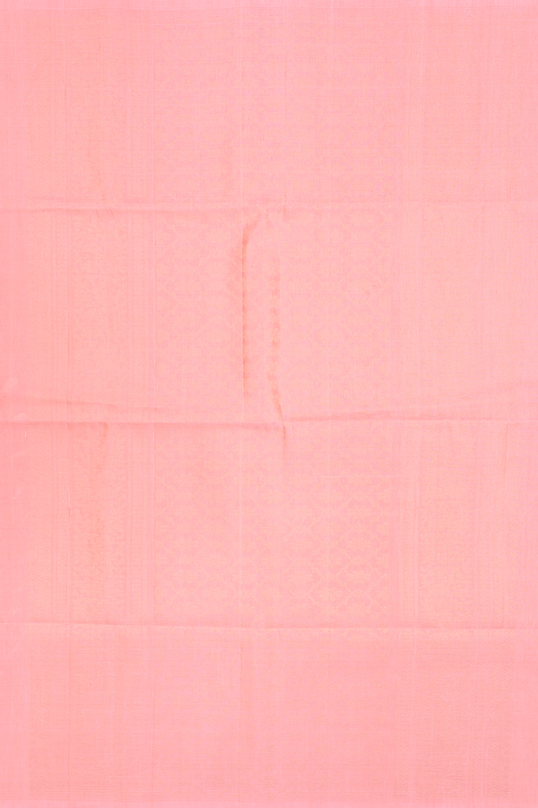Soft Silk Saree In Salmon Pink With Zari Buttas