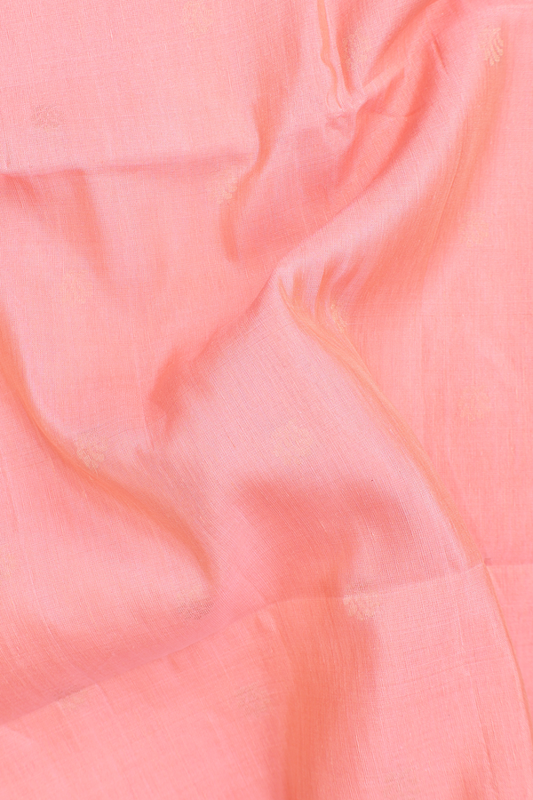 Soft Silk Saree In Salmon Pink With Zari Buttas
