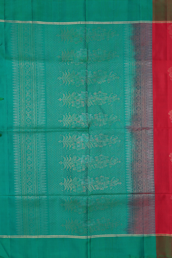 Soft Silk Saree In Scarlet Red With Floral Motifs