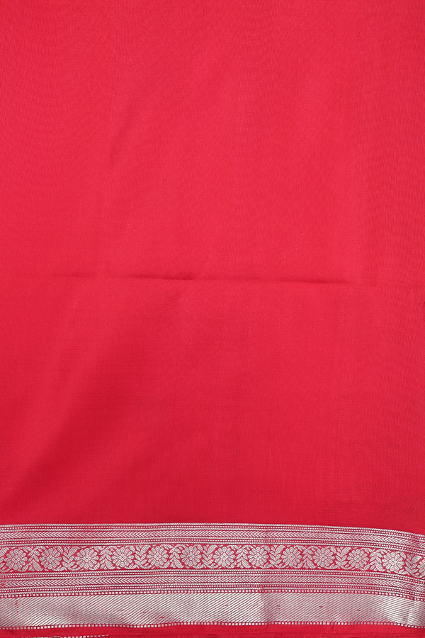 Soft Silk Saree In Scarlet Red With Floral Motifs
