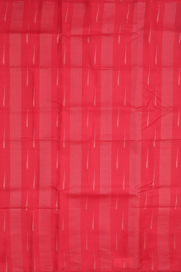 Soft Silk Saree In Scarlet Red With Stripes Design