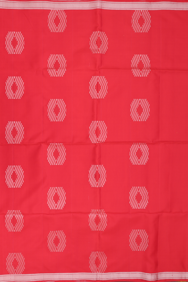 Soft Silk Saree In Scarlet Red With Zari Motifs