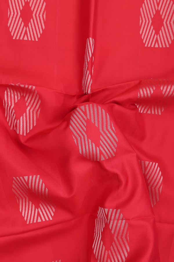 Soft Silk Saree In Scarlet Red With Zari Motifs