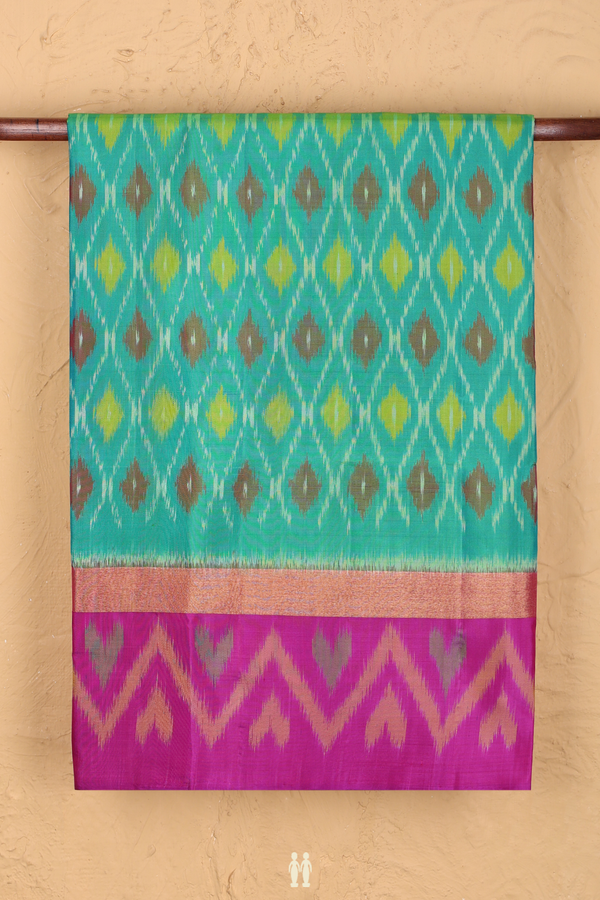 Soft Silk Saree In Sea Green With Printed Design