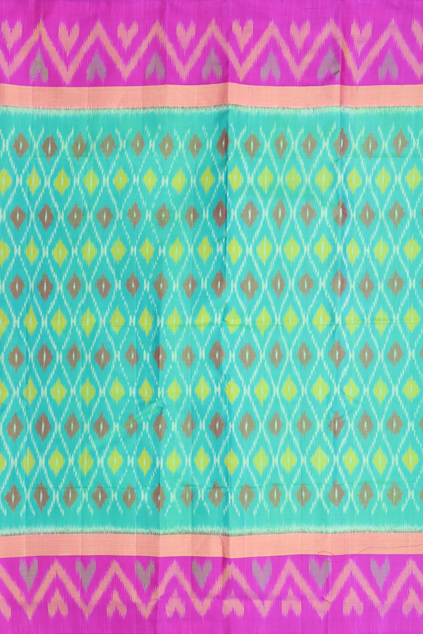 Soft Silk Saree In Sea Green With Printed Design