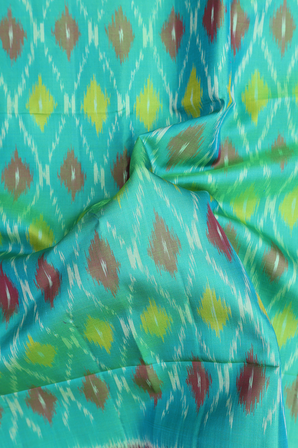 Soft Silk Saree In Sea Green With Printed Design