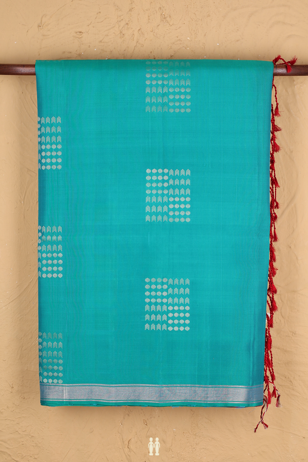 Soft Silk Saree In Sea Green With Zari Design