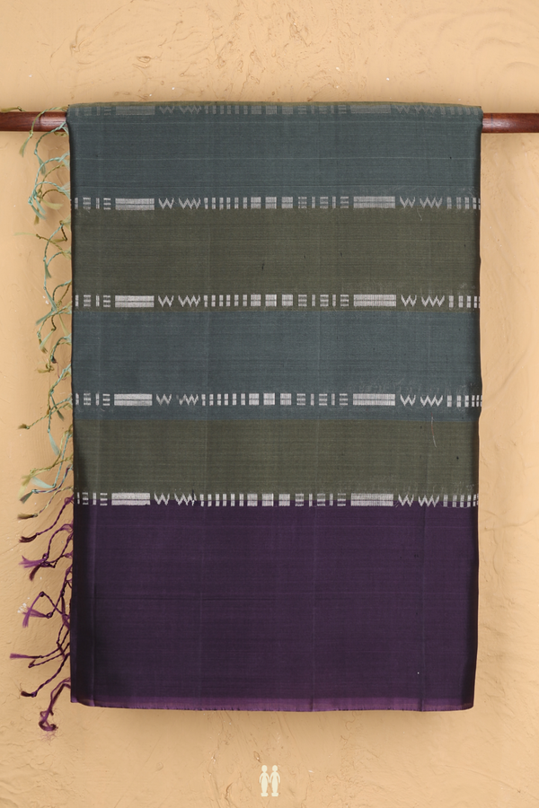 Soft Silk Saree In Shades Of Green With Stripes Design