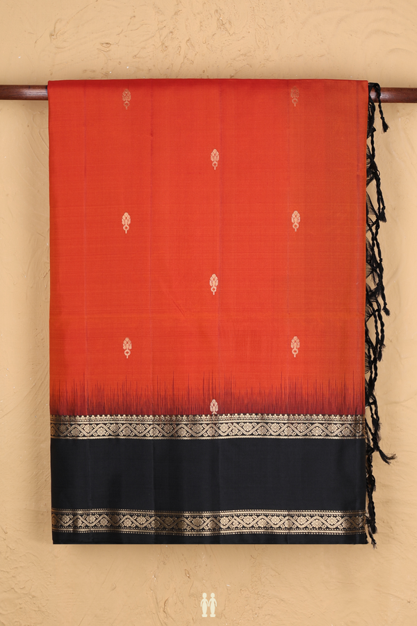 Soft Silk Saree In Spiced Orange With Floral Buttas
