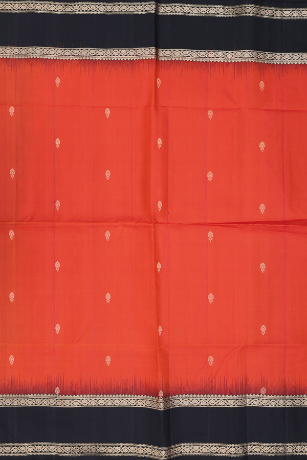 Soft Silk Saree In Spiced Orange With Floral Buttas