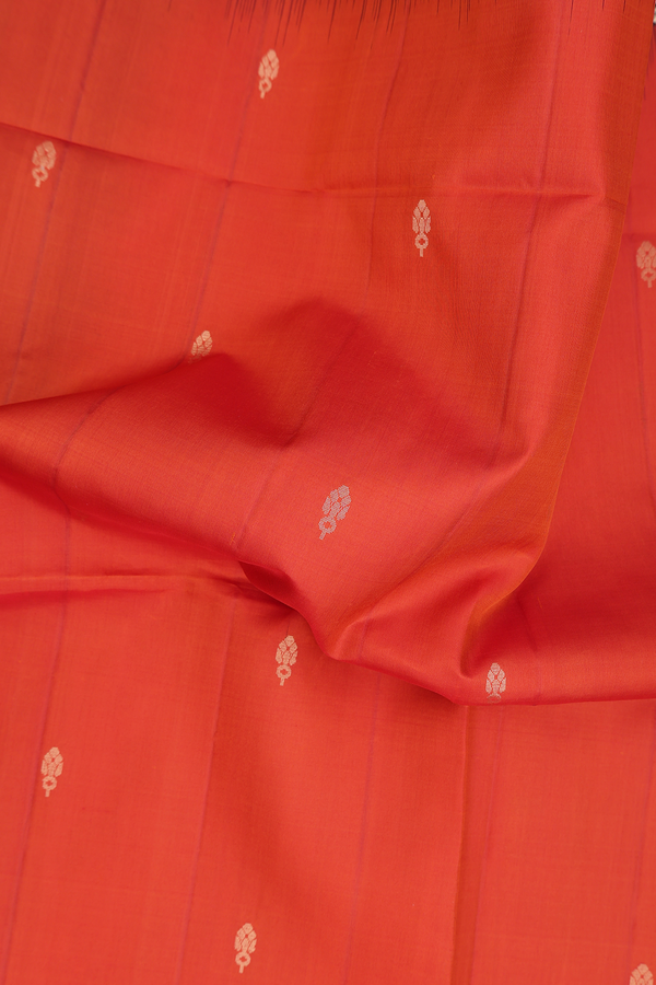 Soft Silk Saree In Spiced Orange With Floral Buttas