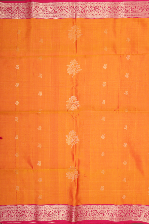 Soft Silk Saree In Spiced Orange With Floral Buttas