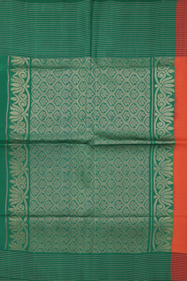 Soft Silk Saree In Spiced Orange With Zari Buttas
