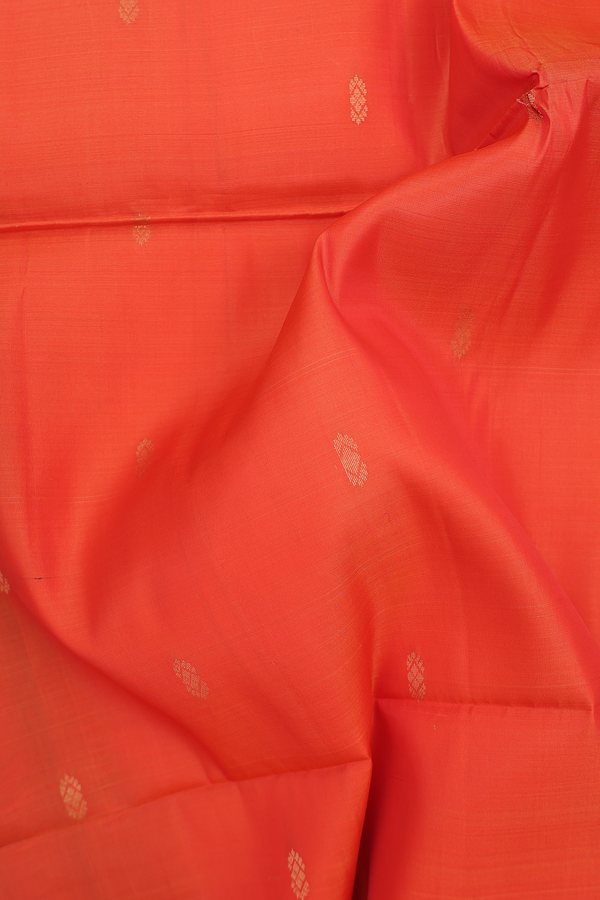 Soft Silk Saree In Spiced Orange With Zari Buttas