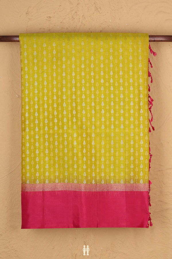 Soft Silk Saree In Sunflower Yellow With Stripes Design