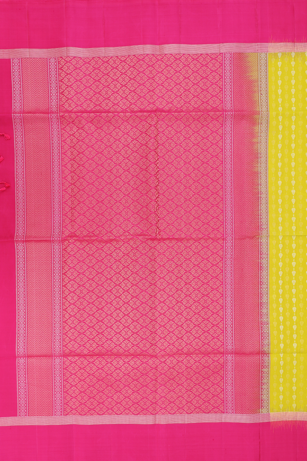 Soft Silk Saree In Sunflower Yellow With Stripes Design