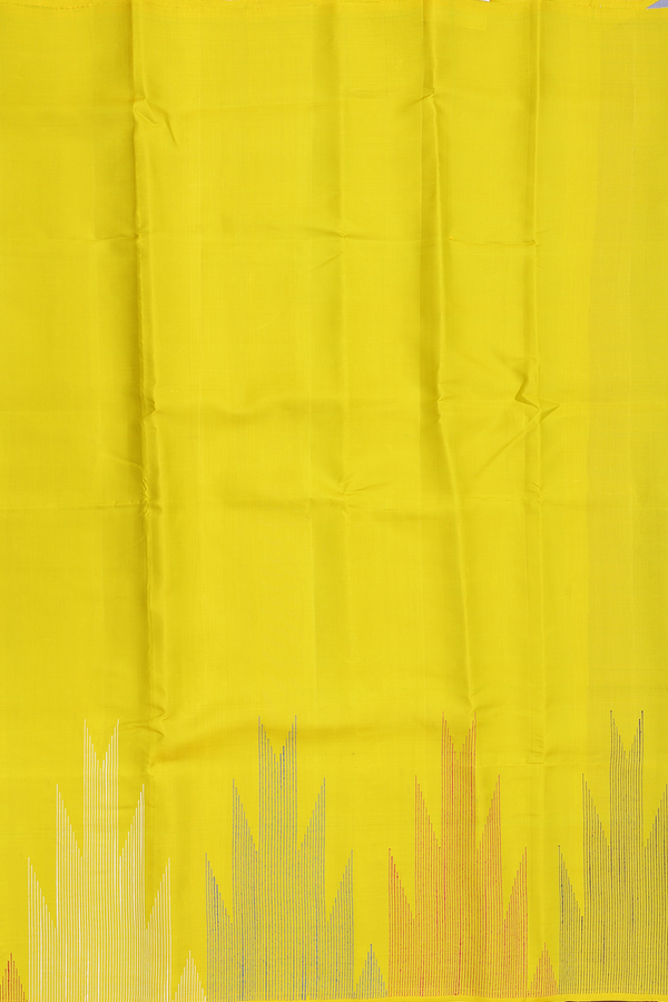 Soft Silk Saree In Sunflower Yellow With Temple Border