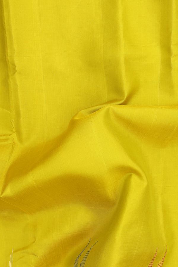Soft Silk Saree In Sunflower Yellow With Temple Border