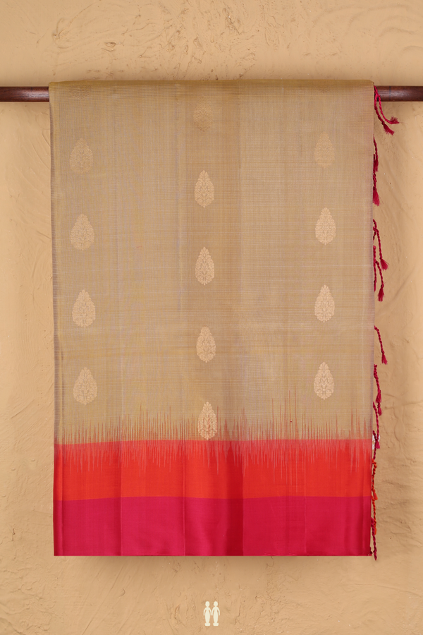 Soft Silk Saree In Tan Brown With Zari Buttas