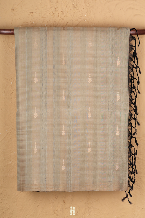 Soft Silk Saree In Tan Brown With Zari Buttas