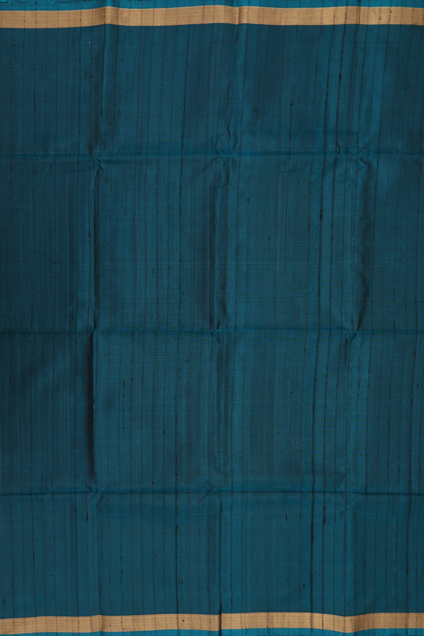 Soft Silk Saree In Teal Blue With Stripes Design