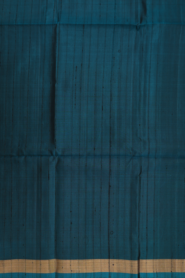 Soft Silk Saree In Teal Blue With Stripes Design