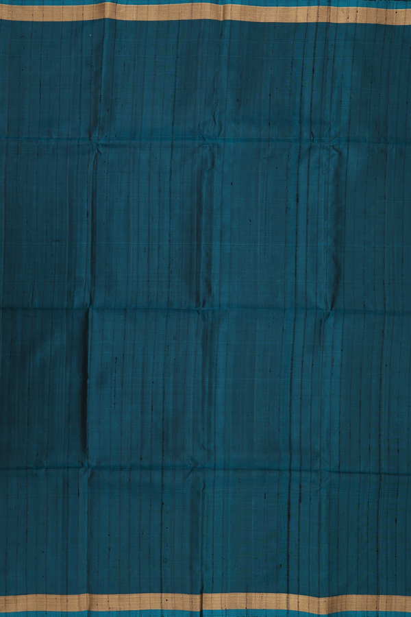 Soft Silk Saree In Teal Blue With Stripes Design