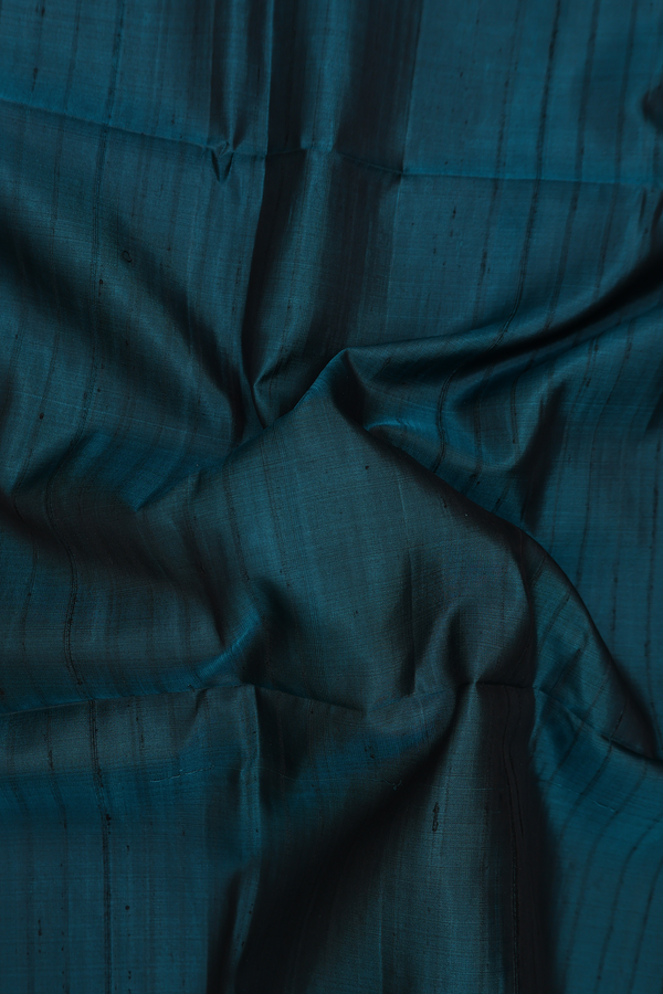 Soft Silk Saree In Teal Blue With Stripes Design