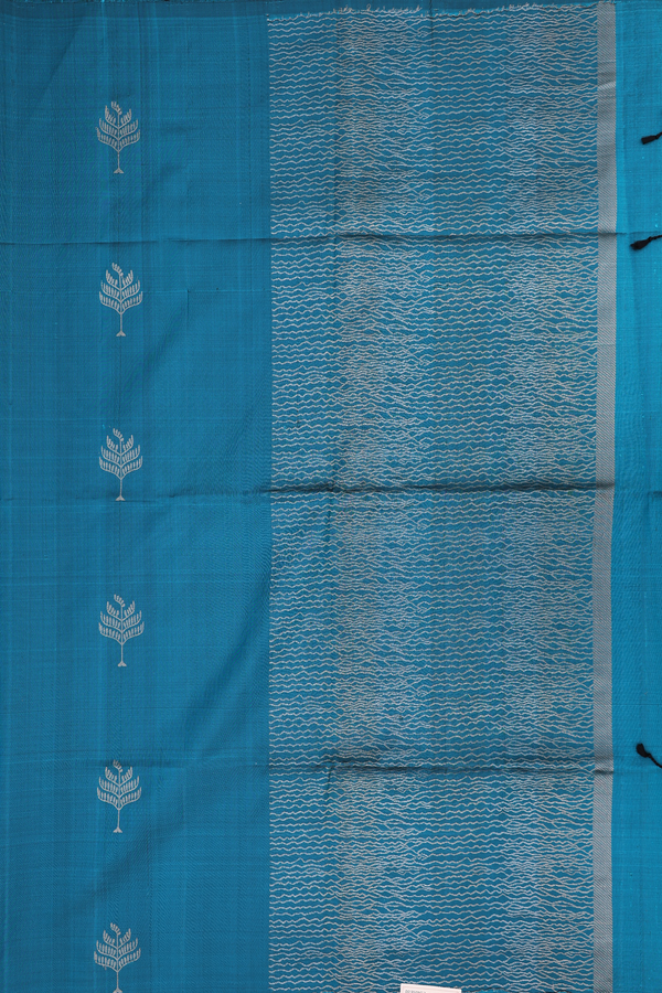Soft Silk Saree In Teal Blue With Tree Buttas