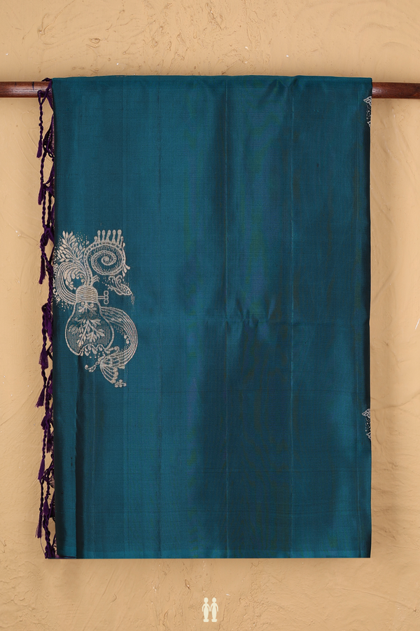 Soft Silk Saree In Teal Blue With With Allover Design