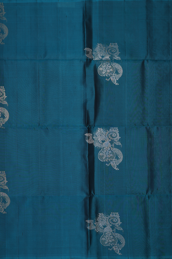 Soft Silk Saree In Teal Blue With With Allover Design