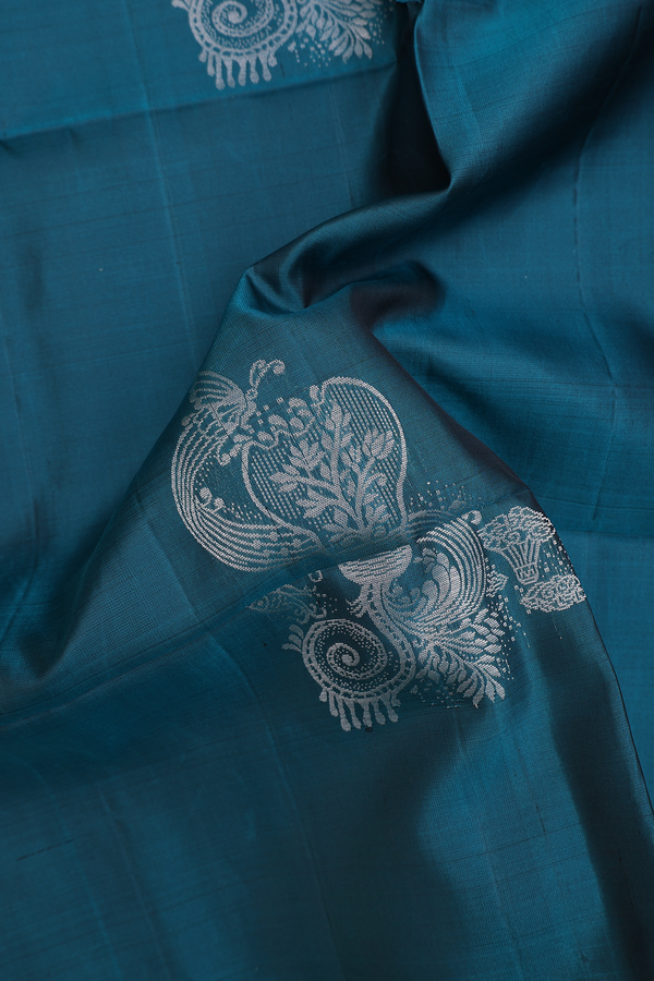 Soft Silk Saree In Teal Blue With With Allover Design