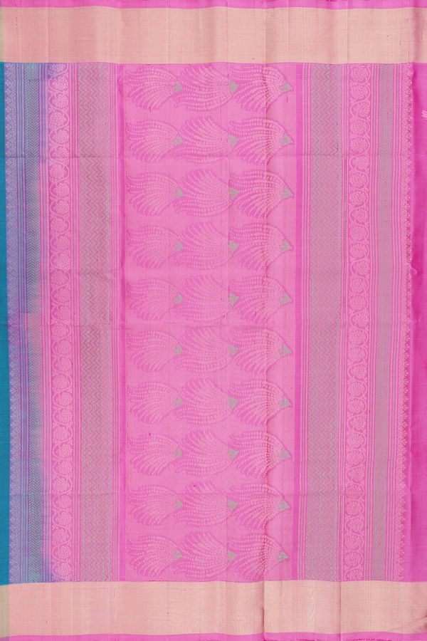 Soft Silk Saree In Teal Blue With Zari Motifs