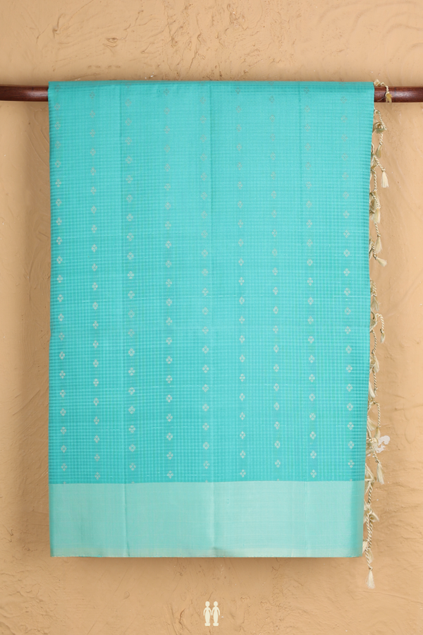 Soft Silk Saree In Tiffany Blue With Stripes Design