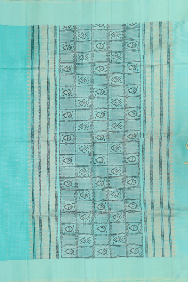 Soft Silk Saree In Tiffany Blue With Stripes Design