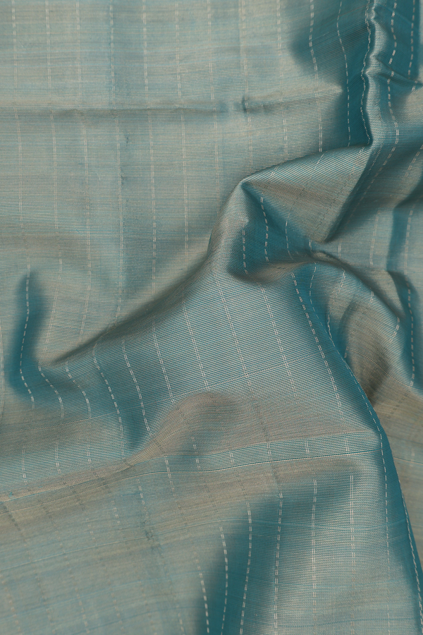 Soft Silk Saree In Tissue Green With Stripes Design