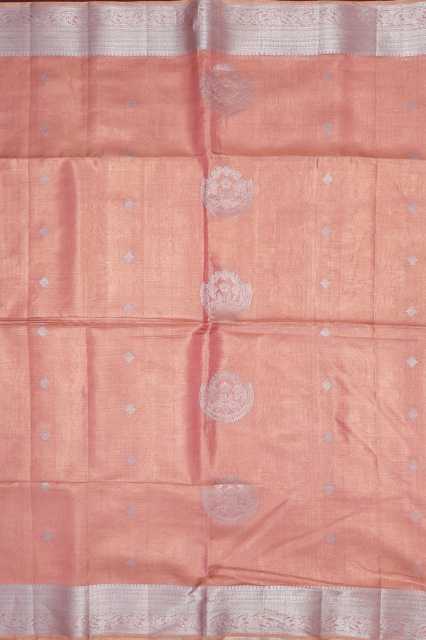 Soft Silk Saree In Tissue Orange With Zari Motifs