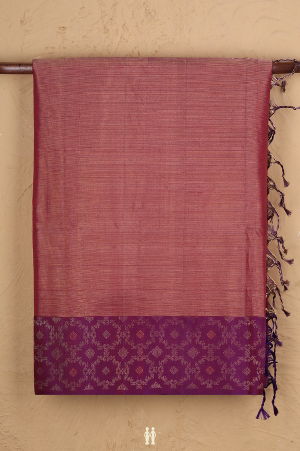 Soft Silk Saree In Tissue Red With Contrast Border
