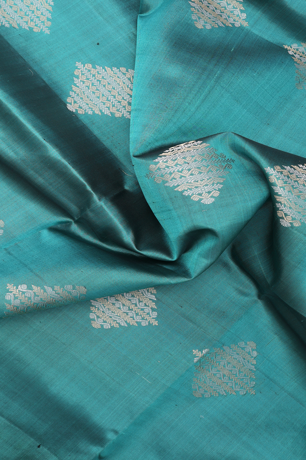 Soft Silk Saree In Turkish Blue With Diamond Design