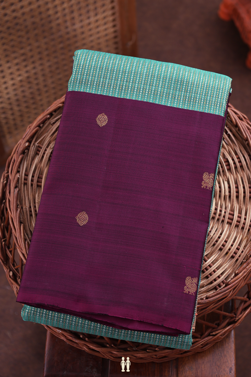 Kanchipuram Silk Saree In Turkish Blue With Stripes Design