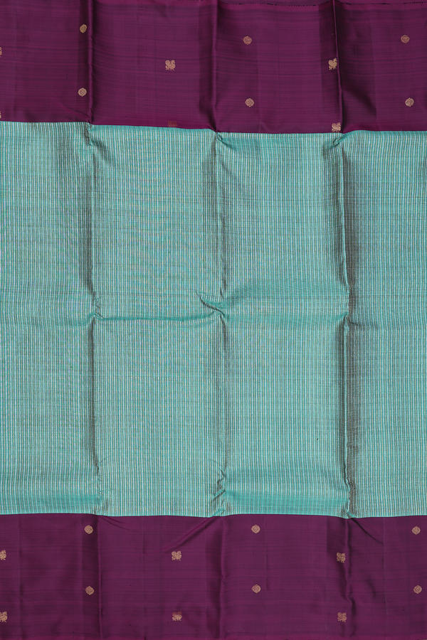 Kanchipuram Silk Saree In Turkish Blue With Stripes Design