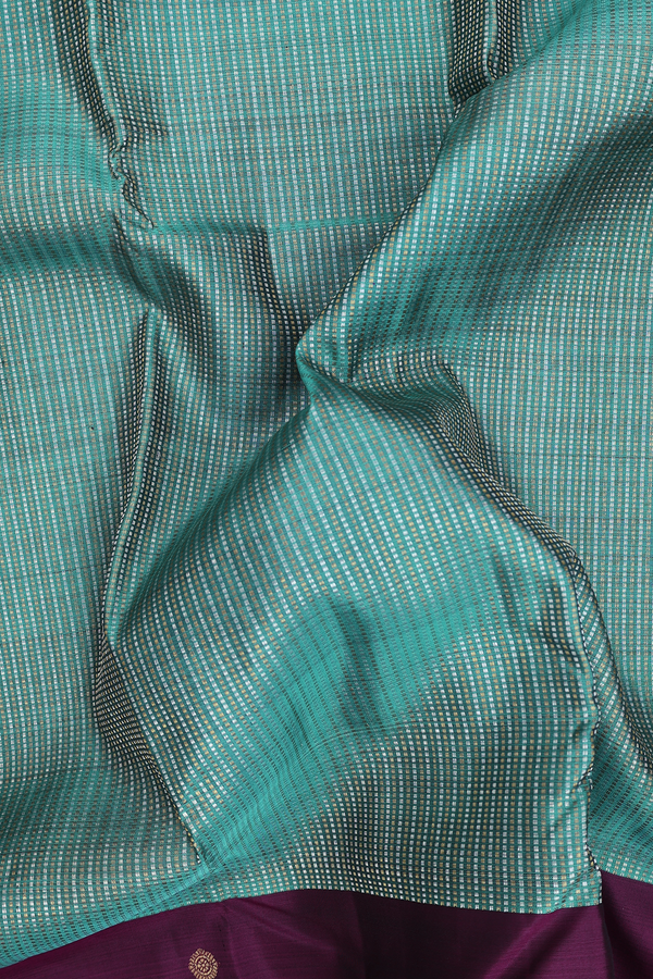 Kanchipuram Silk Saree In Turkish Blue With Stripes Design