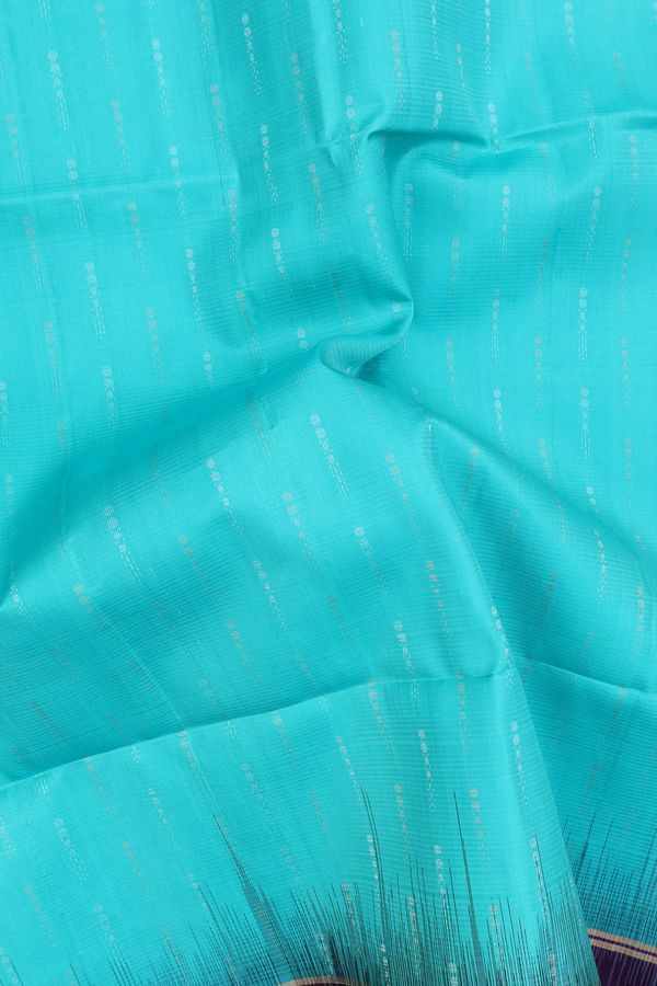 Soft Silk Saree In Turquoise Blue With Allover Design
