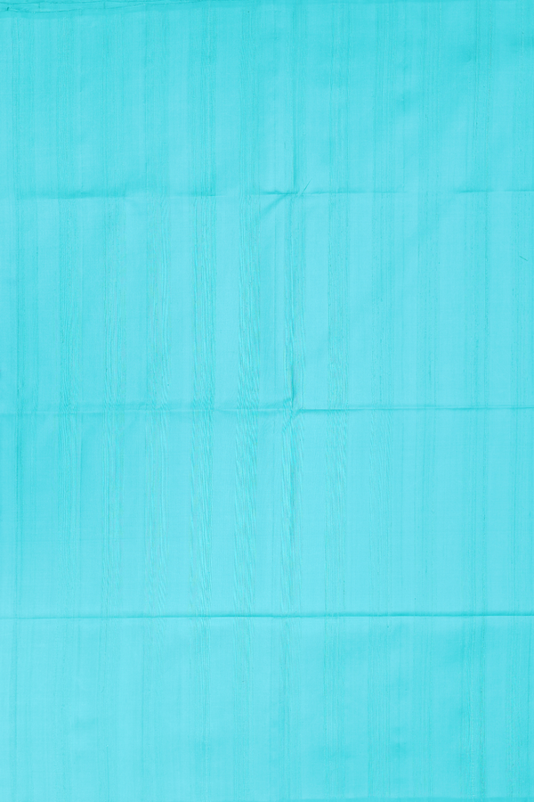 Soft Silk Saree In Turquoise Blue With Self Stripes Design