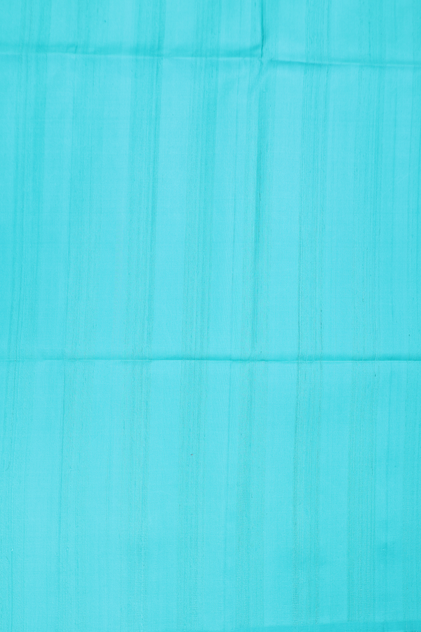 Soft Silk Saree In Turquoise Blue With Self Stripes Design