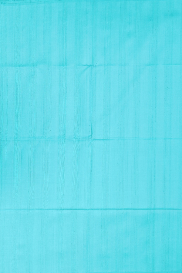 Soft Silk Saree In Turquoise Blue With Self Stripes Design