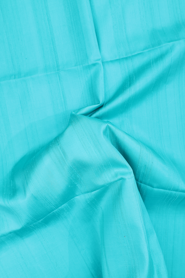 Soft Silk Saree In Turquoise Blue With Self Stripes Design