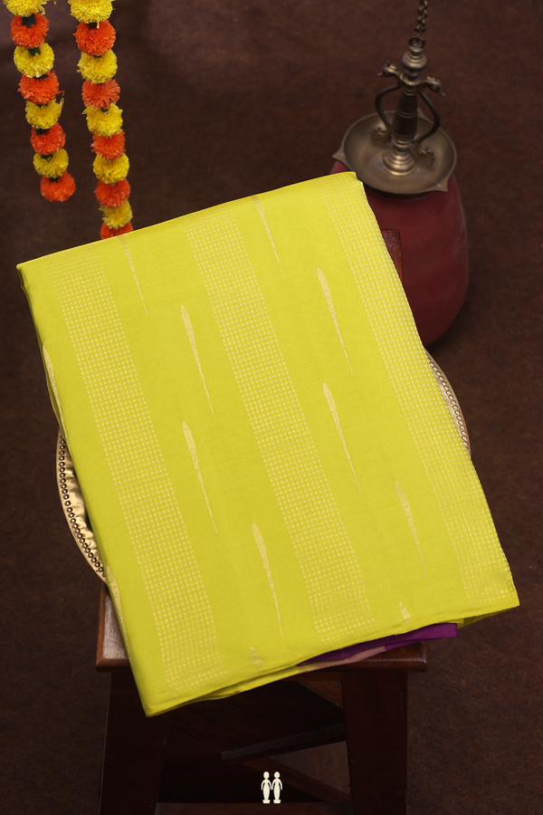 Soft Silk Saree In Pear Green With Stripes Design