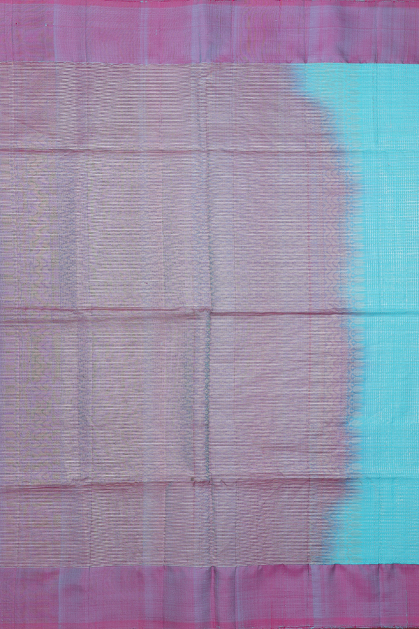 Soft Silk Saree In Turquoise Blue With Stripes Design
