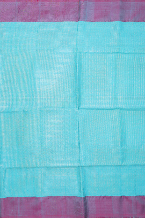 Soft Silk Saree In Turquoise Blue With Stripes Design